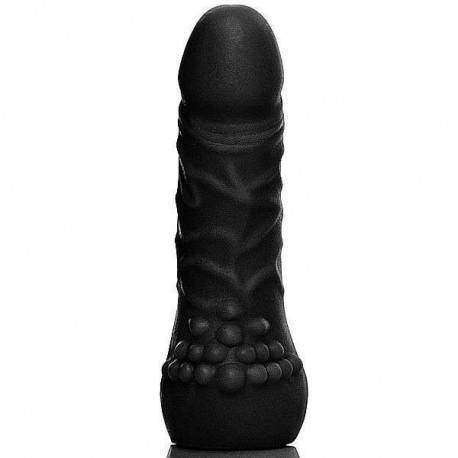 Pênis Realista flexível Massager - Com base massageadora - 13 x 3 cm na cor preto