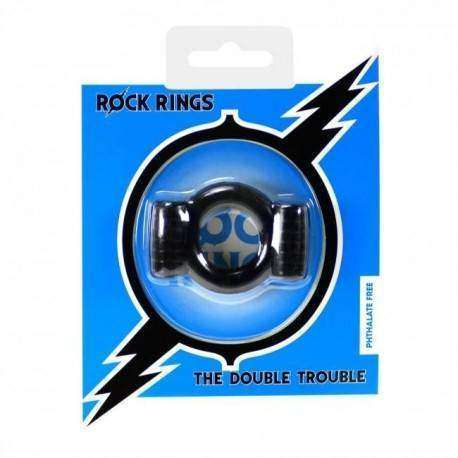 Estimulador Anel Peniano em silicone com estimulador The Double Trouble Cock Ring - Rock Rings