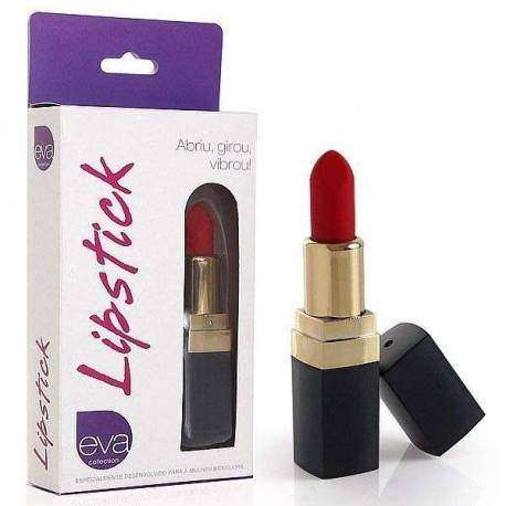 Vibrador em formato de batom vermelho é retratil Lipstick - Abriu. girou vibrou! -