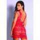 Mini vestido sensual sem mangas decotado com aberturas por toda a peça - Vermelho - YAFFA Lingerie
