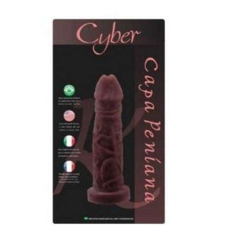 Capa para pênis marrom em CyberSkin 18 x 4 cm