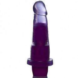 Pênis Jelly aromatizado Uva - 14,5 x 4 cm lilás translúcida - com vibrador multivelocidade