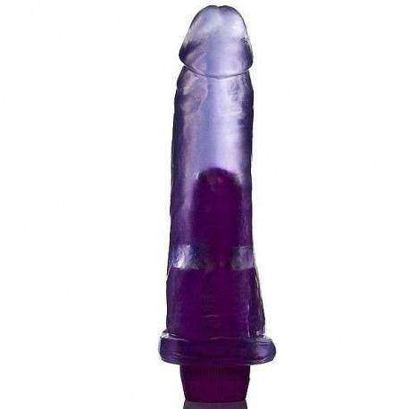 Pênis Jelly aromatizado Uva - 18,5 x 4,5 cm lilás translúcida - em gel com vibrador multivelocidade