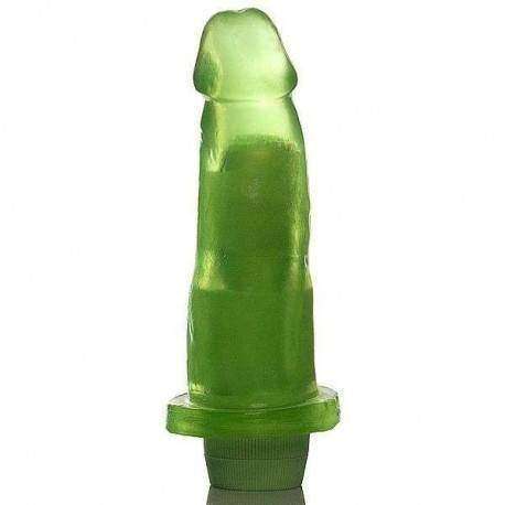 Pênis Jelly aromatizado Hortelã - 14,5 x 4 cm verde translúcida - com vibrador multivelocidade
