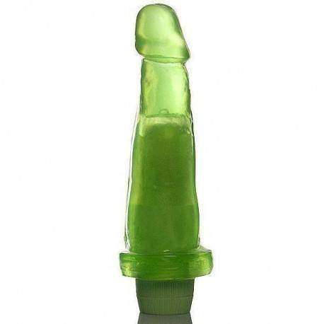 Pênis Jelly aromatizado Hortelã - 16 x 4 cm verde translúcida - com vibrador multivelocidade