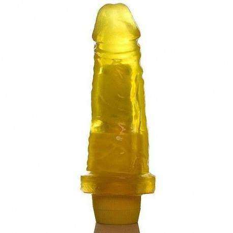 Pênis Jelly aromatizado Abacaxi - 14,5 x 4 cm amarela translúcida - com vibrador multivelocidade