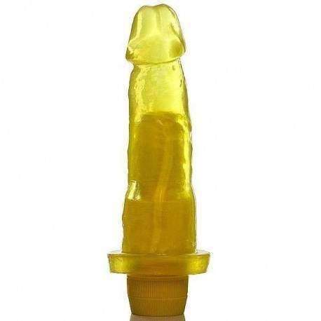 Pênis Jelly aromatizado Abacaxi - 16 x 4 cm amarela translúcida - com vibrador multivelocidade