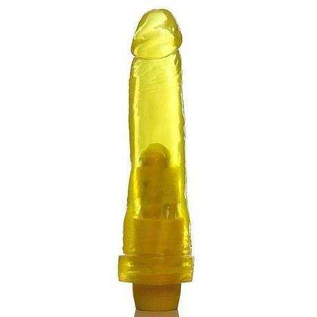 Pênis Jelly aromatizado Abacaxi - 18,5 x 4,5 cm translúcida - em gel com vibrador multivelocidade