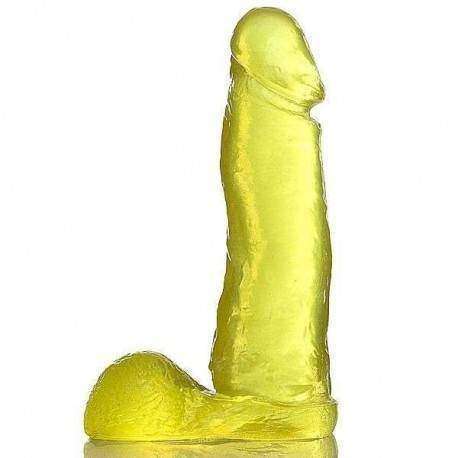 Pênis Jelly com escroto aromatizado Abacaxi - 20 x 4,5 cm amarela translúcida.