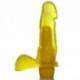 Pênis Jelly com escroto e vibro aromatizado Abacaxi - 16,5 x 4 cm amarela translúcida