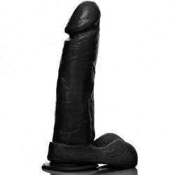 Pênis macio e flexível com Escroto e ventosa - 20 x 4,5 cm na cor preto