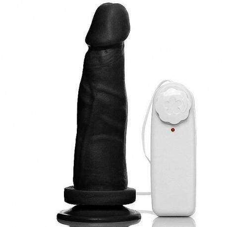 Pênis Realista com vibrador e Ventosa - 16 x 4 cm na cor preto