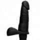 Pênis macio e flexível com Escroto e Vibrador - 16,5 x 4 cm na cor preto