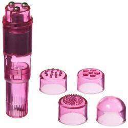 Vibro Pocket Pleasure Estimulador de Clitóris Rosa com 4 pontas adicionais