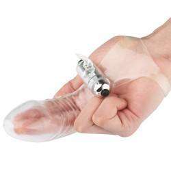 Capa para dois dedos confeccionada com estimulador clitoriano e bullet com 10 vibrações