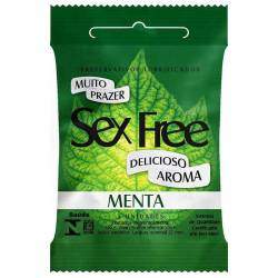 Preservativo com Aroma Menta Lubrificado - SEX FREE c/ 3 Un
