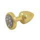 Plug Anal Dourado em ABS com Pedra Cravejada em Strass Onix - HARD Plug LESS