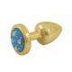 Plug Anal Dourado em ABS com Pedra Cravejada em Strass Azul - HARD Plug LESS