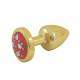 Plug Anal Dourado em ABS com Pedra Cravejada em Strass Vermelha - HARD Plug LESS
