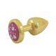 Plug Anal Dourado em ABS com Pedra Cravejada em Strass Rosa - HARD Plug LESS