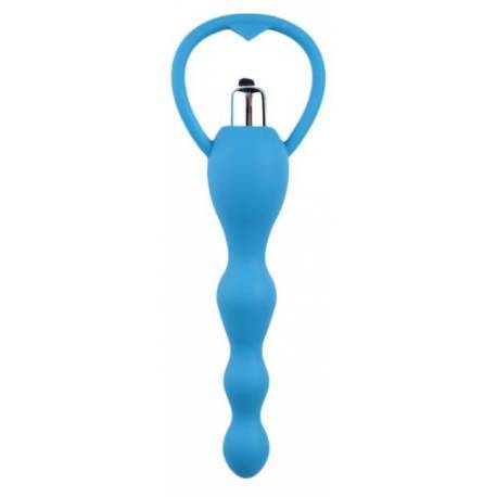 Plug Ball Azul 16cm em silicone com Vibrador 