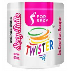 Sexy Balls - Bolinha Mágica Twister - Vibrante Esquenta e Esfria Intensamente c/ 3 unidades - For Sexy