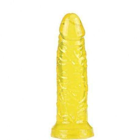 Pênis em Jelly Super Macio e Flexível Amarelo 13,5 x 3,5 CM