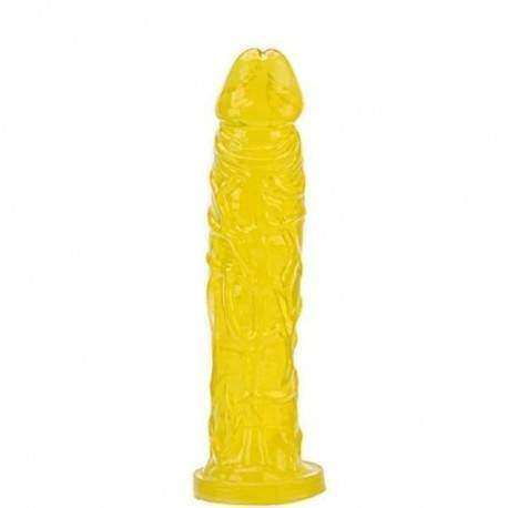 Pênis em Jelly Super Macio e Flexível Amarelo 18,5 x 4 CM