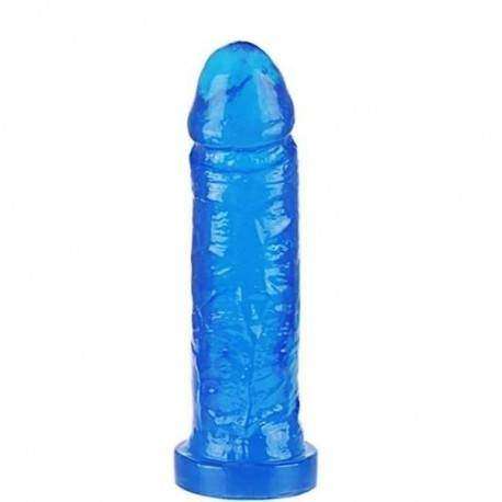Pênis em Jelly Super Macio e Flexível Azul 19,5 x 4 CM