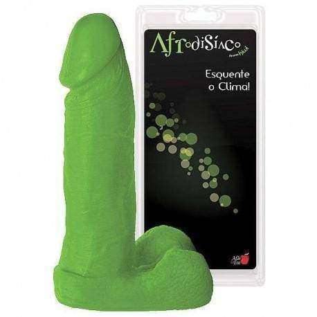 Pênis macio e flexível com Escroto Aroma Kiwi - 20 x 4,5 cm na cor verde