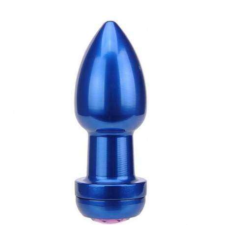 Plug anal em metal com Vibrador Joia Anal Azul - HARD