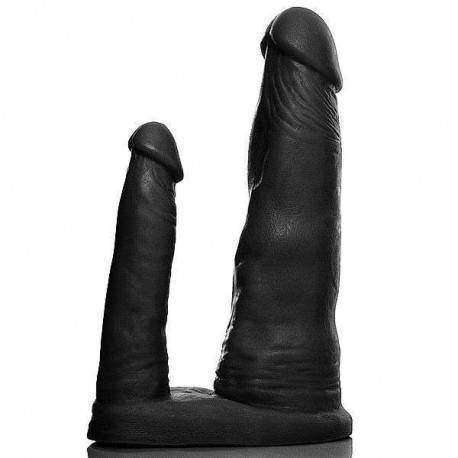 Pênis Realista flexível Dupla 16,5 x 4 / 11,5 x 2 cm na cor preto