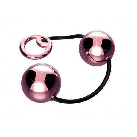 Ben-Wa Bolas para Pompoar em metal Rosa - Cordão 4cm - HARD